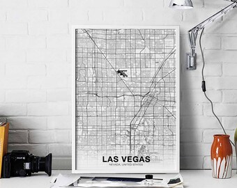LAS VEGAS Nevada NV usa map poster black white  Hometown City Print Modern Home Decor Office Decoration Wall Art Dorm Bedroom Gift