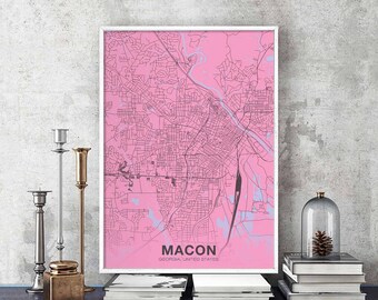 MACON Georgia GA USA poster color Hometown City Print Modern Home Decor Office Decoration Wall Art Dorm Bedroom Gift