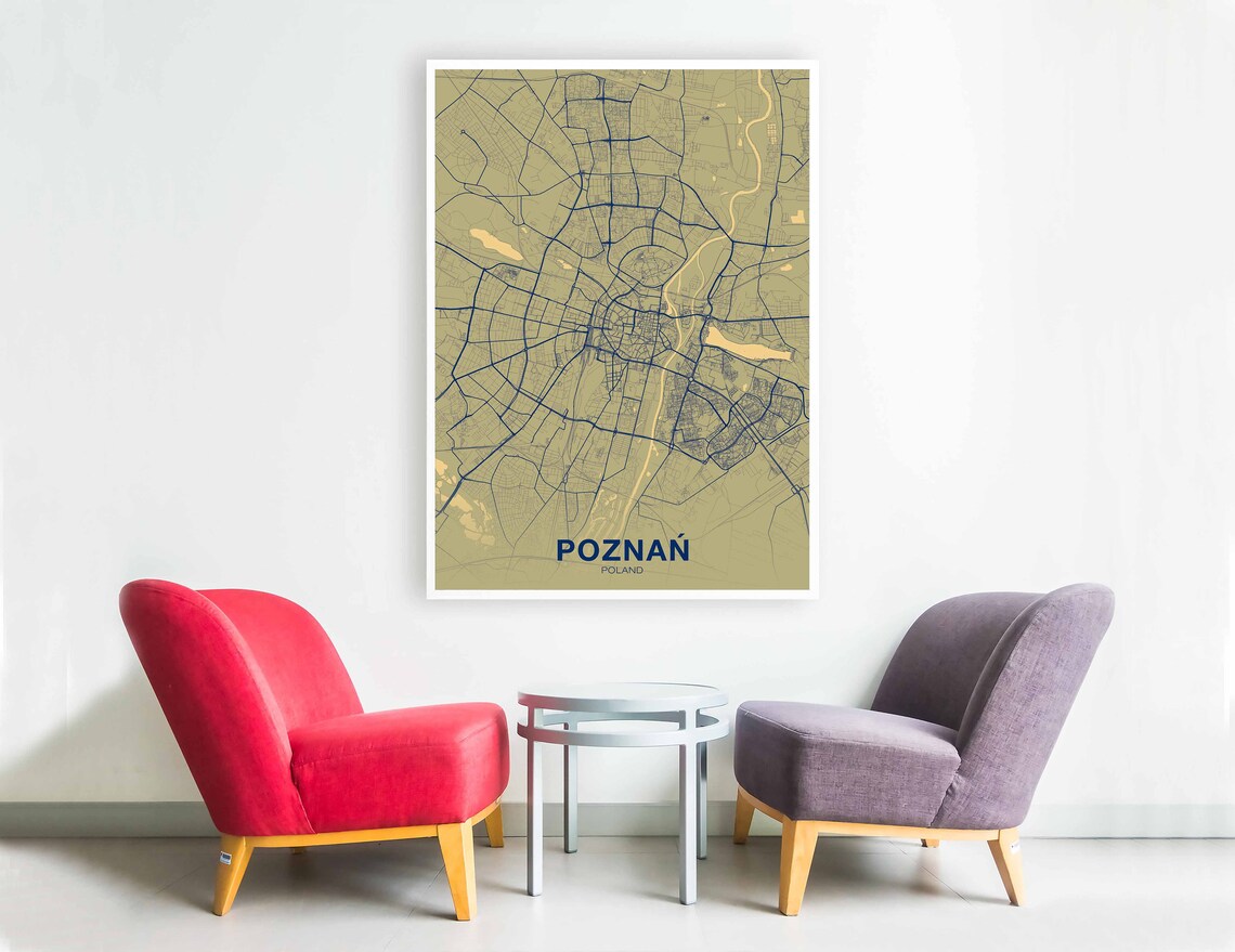 POZNAN/POZNAŃ Poland poster color Hometown City Print Modern Etsy