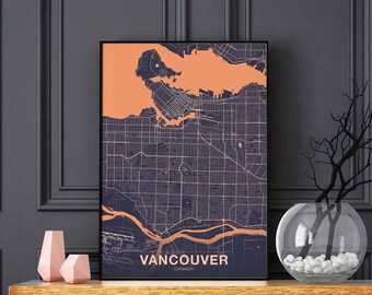 VANCOUVER Canada poster color Hometown City Print Modern Home Decor Office Decoration Wall Art Dorm Bedroom Gift