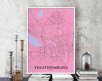 YEKATERINBURG Russia map poster color Hometown City Print Modern Home Decor Office Decoration Wall Art Dorm Bedroom Gift