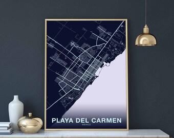 PLAYA DEL CARMEN Mexico poster color Hometown City Print Modern Home Decor Office Decoration Wall Art Dorm Bedroom Gift