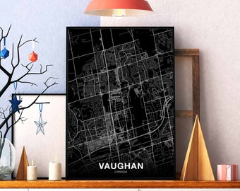 VAUGHAN Canada map poster black white Hometown City Print Modern Home Decor Office Decoration Wall Art Dorm Bedroom Gift