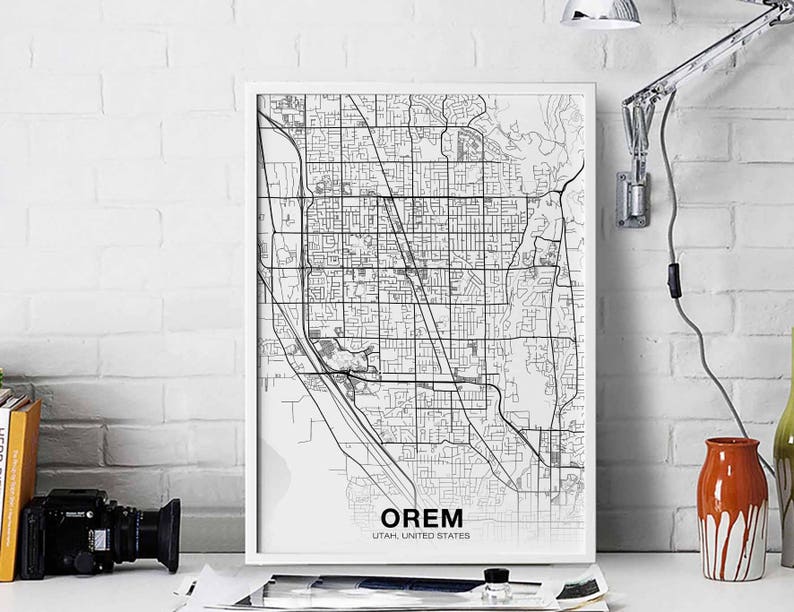 OREM city map Digital download black and white print of Utah UT USA poster wall art decor artwork printable personalized gifts designs