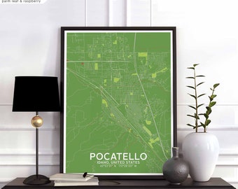 POCATELLO Idaho USA map poster black white Hometown City Print Modern Home Decor Office Decoration Wall Art Dorm Bedroom Gift