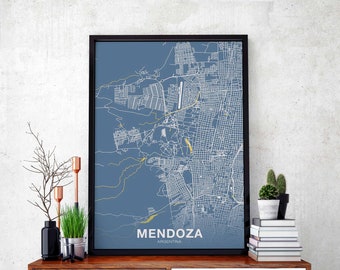MENDOZA Argentina map poster color Hometown City Print Modern Home Decor Office Decoration Wall Art Dorm Bedroom Gift art