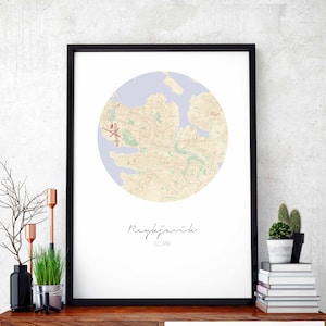 REYKJAVIK Islande carte affiche décoration murale design moderne minimaliste nordique voyage chambre art maison dortoir rétro vintage chambre de bébé pendaison de crémaillère