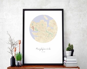 REYKJAVIK Iceland map poster wall decor design modern minimal nordic travel bedroom home art vintage retro dorm nursery housewarming