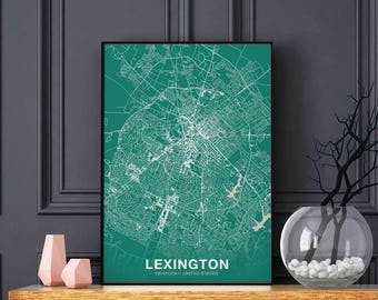 LEXINGTON Kentucky KY US map poster color Hometown City Print Modern Home Decor Office Decoration Wall Art Dorm Bedroom Gift