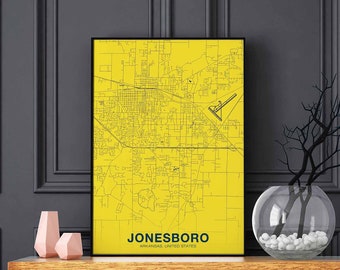 JONESBORO Arkansas AR USA poster color Hometown City Print Modern Home Decor Office Decoration Wall Art Dorm Bedroom Gift