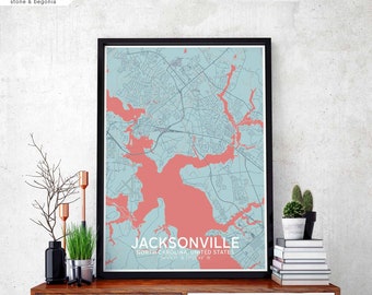JACKSONVILLE North Carolina USA map poster black white Hometown City Print Modern Home Decor Office Decoration Wall Art Dorm Bedroom Gift