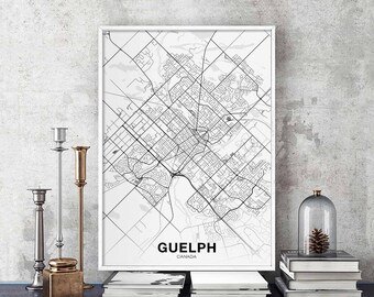 GUELPH Canada map poster Hometown City Print Modern Home Decor Office Decoration Wall Art Dorm Bedroom Gift
