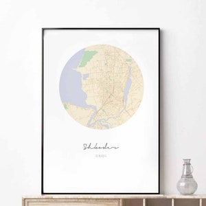SHKODER Albanie carte affiche décoration murale design moderne minimaliste nordique voyage chambre art à la maison vintage rétro dortoir pépinière pendaison de crémaillère