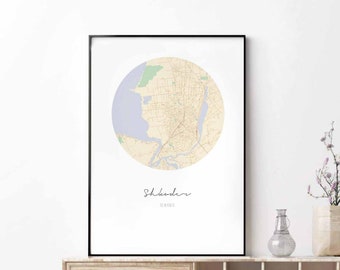 SHKODER Albania map poster wall decor design modern minimal nordic travel bedroom home art vintage retro dorm nursery housewarming