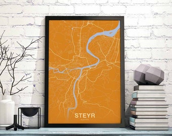STEYR Austria poster color Hometown City Print Modern Home Decor Office Decoration Wall Art Dorm Bedroom Gift