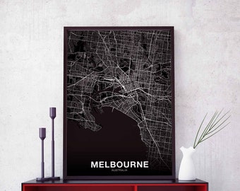 MELBOURNE Australia map poster Hometown City Print Modern Home Decor Office Decoration Wall Art Dorm Bedroom Gift
