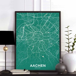 AACHEN Deutschland Karte Poster Farbe Heimatstadt Stadt Print Modernes Wohnkultur Büro Dekoration Wand Kunst Wohnheim Schlafzimmer Geschenk