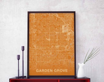 GARDEN GROVE California CA us map poster color Hometown City Print Modern Home Decor Office Decoration Wall Art Dorm Bedroom Gift