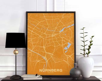 NUERNBERG NÜRNBERG Germany map poster color Hometown City Print Modern Home Decor Office Decoration Wall Art Dorm Bedroom Gift