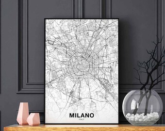 MILANO Italy map poster Hometown City Print Modern Home Decor Office Decoration Wall Art Dorm Bedroom Gift