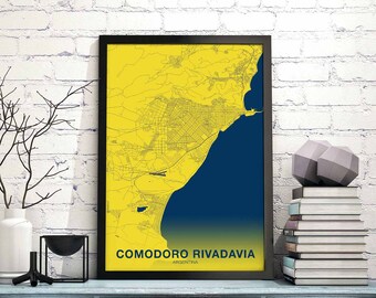 COMODORO RIVADAVIA Argentina map poster color Hometown City Print Modern Home Decor Office Decoration Wall Art Dorm Bedroom Gift art