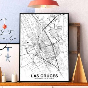 LAS CRUCES New Mexico NM usa map poster black white Hometown City Print Modern Home Decor Office Decoration Wall Art Dorm Bedroom Gift