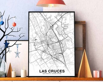 LAS CRUCES New Mexico NM usa map poster black white Hometown City Print Modern Home Decor Office Decoration Wall Art Dorm Bedroom Gift