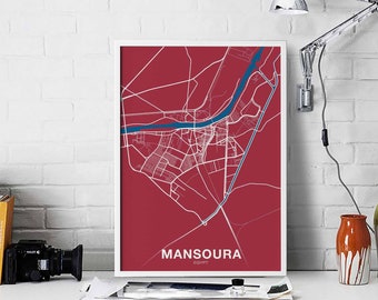 MANSOURA Egypt map poster color Hometown City Print Modern Home Decor Office Decoration Wall Art Dorm Bedroom Gift