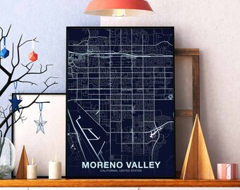 MORENO VALLEY California CA usa  poster color Hometown City Print Modern Home Decor Office Decoration Wall Art Dorm Bedroom Gift
