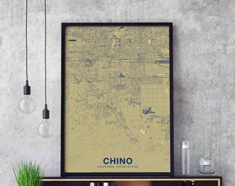 CHINO California CA US map poster color Hometown City Print Modern Home Decor Office Decoration Wall Art Dorm Bedroom Gift