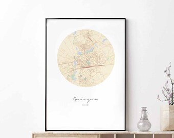 GNIEZNO Poland map poster wall decor design modern minimal nordic travel bedroom home art vintage retro dorm nursery housewarming