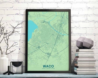 WACO Texas TX  USA poster color Hometown City Print Modern Home Decor Office Decoration Wall Art Dorm Bedroom Gift