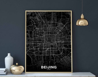 BEIJING China map poster black white Hometown City Print Modern Home Decor Office Decoration Wall Art Dorm Bedroom Gift