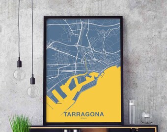 TARRAGONA Spain map poster color Hometown City Print Modern Home Decor Office Decoration Wall Art Dorm Bedroom Gift