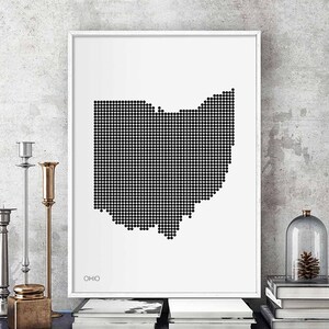 OHIO US State Landkarte Landkarte Plakat schwarz-weiß Wanddeko Design modern schweizerisch skandinavisch elegant Einweihungsparty