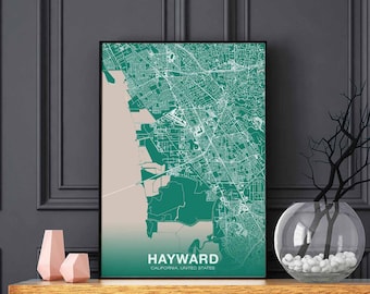 HAYWARD California CA USA poster color Hometown City Print Modern Home Decor Office Decoration Wall Art Dorm Bedroom Gift