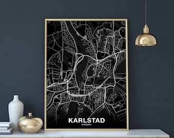 KARLSTAD Sweden map poster black white Hometown City Print Modern Home Decor Office Decoration Wall Art Dorm Bedroom Gift