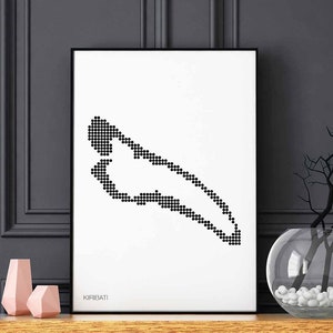 KIRIBATI Minimal Art Poster schwarz weiss mit Punkten retro Karte Wand Kunst Design Wandkunst Kunst Geschenk Unikat Geschenk Reise