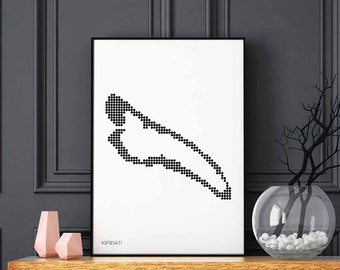 KIRIBATI minimal dots retro map poster black white wall decor design modern swiss scandinavian nordic housewarming travel
