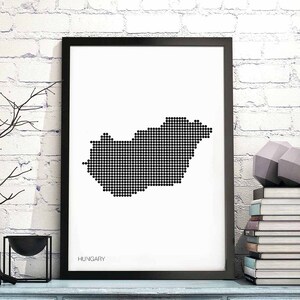 UNgarn Punkte retro Landkarte schwarz weiß Wand Dekor Design modern schweizer skandinavisch nordisch Einweihungsparty