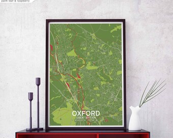 OXFORD Great Britain map poster black white Hometown City Print Modern Home Decor Office Decoration Wall Art Dorm Bedroom Gift