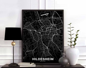HILDESHEIM Germany map poster Hometown City Print Modern Home Decor Office Decoration Wall Art Dorm Bedroom Gift