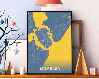 MOMBASA Kenya poster color Hometown City Print Modern Home Decor Office Decoration Wall Art Dorm Bedroom Gift