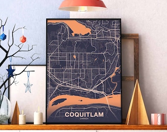 COQUITLAM Canada poster color Hometown City Print Modern Home Decor Office Decoration Wall Art Dorm Bedroom Gift