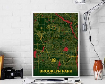 BROOKLYN PARK Minnesota MN usa poster color Hometown City Print Modern Home Decor Office Decoration Wall Art Dorm Bedroom Gift