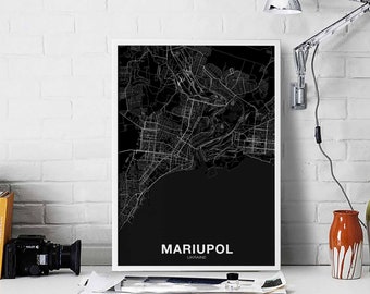 MARIUPOL Ukraine map poster black white Hometown City Print Modern Home Decor Office Decoration Wall Art Dorm Bedroom Gift