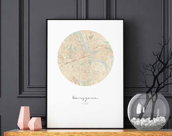WARSZAWA Poland map poster wall decor design modern minimal nordic travel bedroom home art vintage retro dorm nursery housewarming