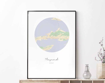 ALESUND Norway map poster wall decor design modern minimal nordic travel bedroom home art vintage retro dorm nursery housewarming