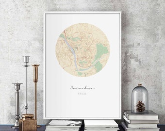 COIMBRA Portugal map poster wall decor design modern minimal nordic travel bedroom home art vintage retro dorm nursery housewarming