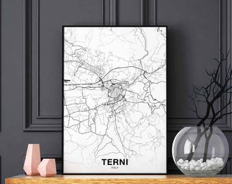 TERNI Italy map poster Hometown City Print Modern Home Decor Office Decoration Wall Art Dorm Bedroom Gift